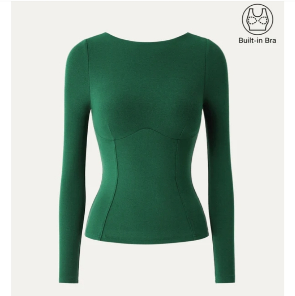Emerald Green Long Sleeve Fitted Top